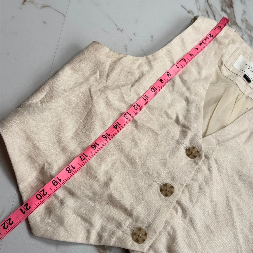 American Eagle Linen Blend Cream Vest Sz L Boho Festival Natural - Picture 11 of 11